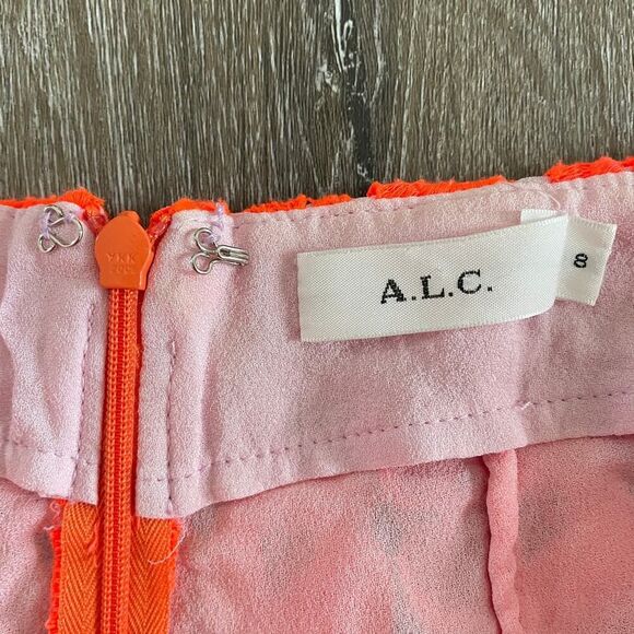 A.L.C. Sandro Floral Lace Shorts in Neon Orange Pink - Size: 8 - Picture 4 of 10